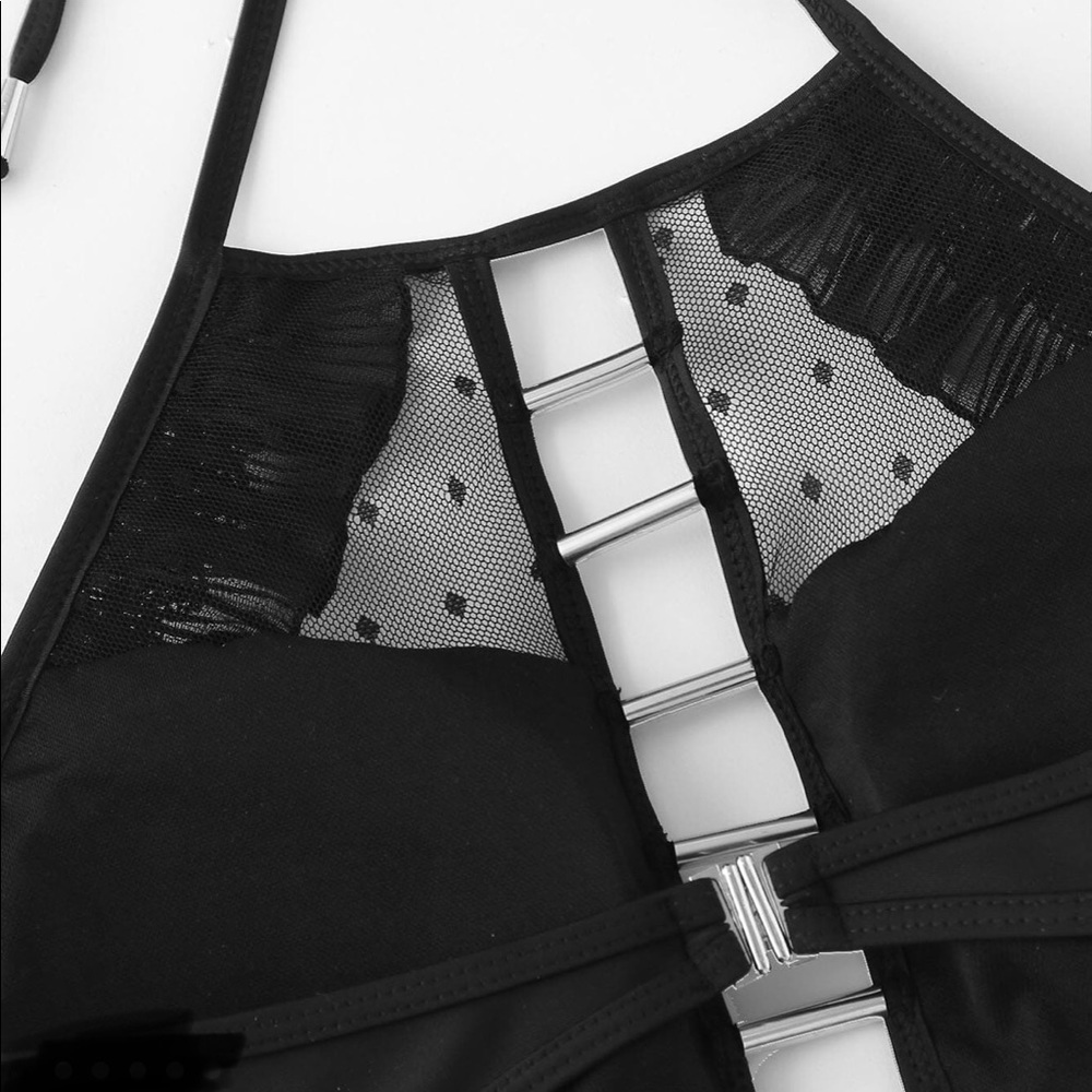 β€οΈ NEW Black Tie Side Contrast Mesh Bikini Set - Picture 5 of 6